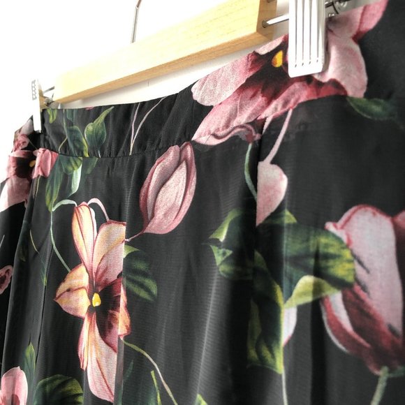Suzy Shier Floral Black & Pink Midi Skirt - Picture 2 of 5